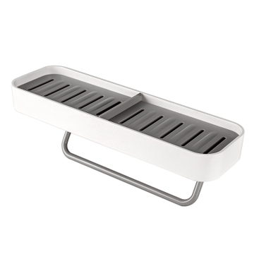 Saboneteira montada na parede com toalheiro