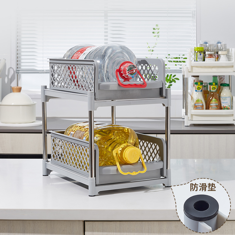 rack de armazenamento embaixo da pia com gavetas