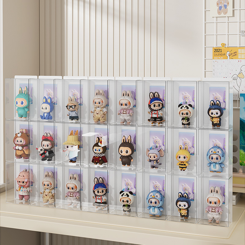 Mini caixa de exibição de brinquedos em acrílico multifuncional, caixa cega transparente, estatueta, caixa de armazenamento de brinquedos