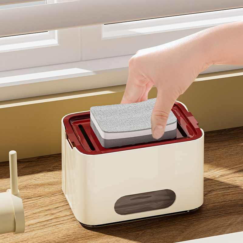 Acessórios de cozinha Esponja organizadora 4 em 1 dispensador de saboneteira de espuma