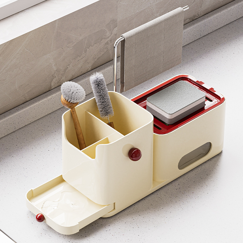 Acessórios de cozinha Esponja organizadora 4 em 1 dispensador de saboneteira de espuma