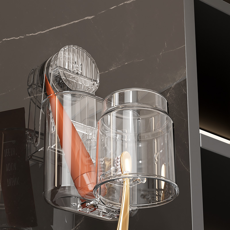 Ângulo de sucção a vácuo banheiro atacado acrílico banheiro armazenamento ventosa escova de dentes rack de parede