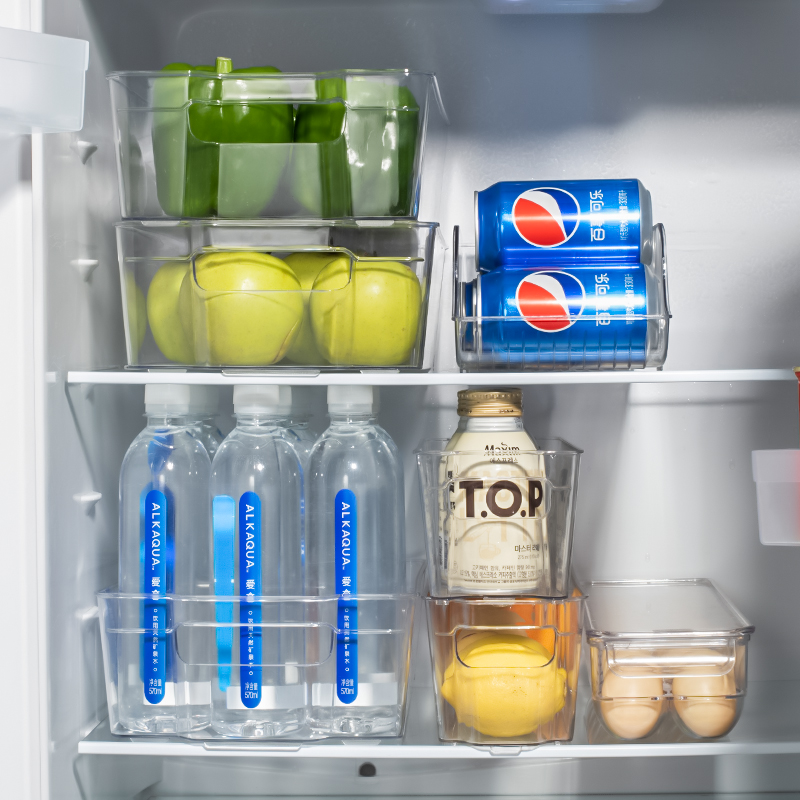 Conjunto organizador de geladeira transparente