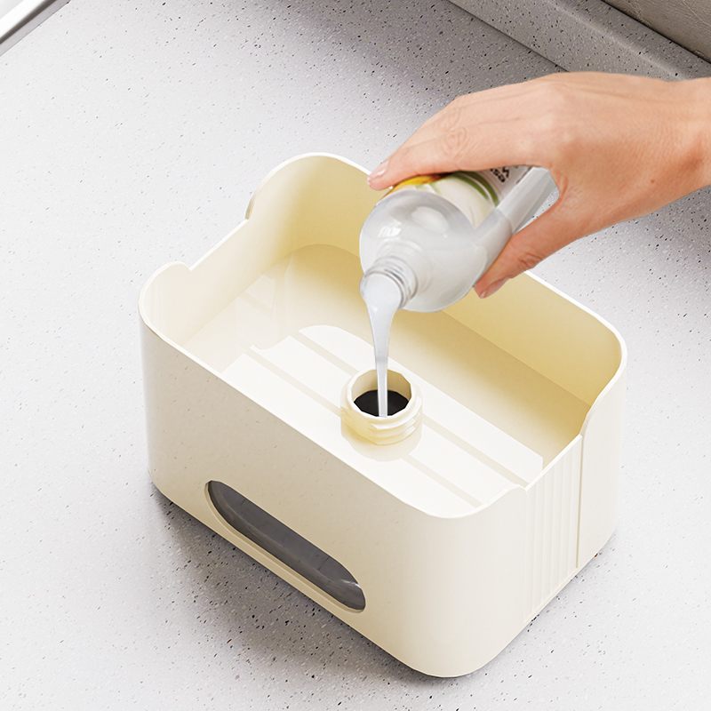 Acessórios de cozinha Esponja organizadora 4 em 1 dispensador de saboneteira de espuma