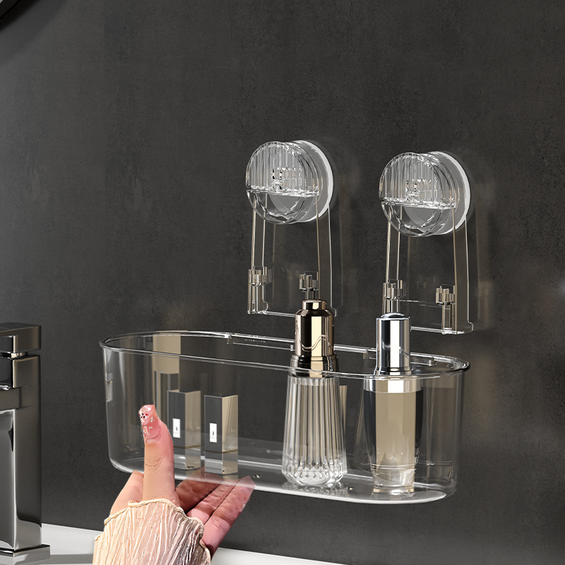 Suprimentos de banheiro para moldagem por injeção de ventosa forte acrílica, uso diverso, suspensão removível, secagem, rack de chuveiro de drenagem, rack de armazenamento