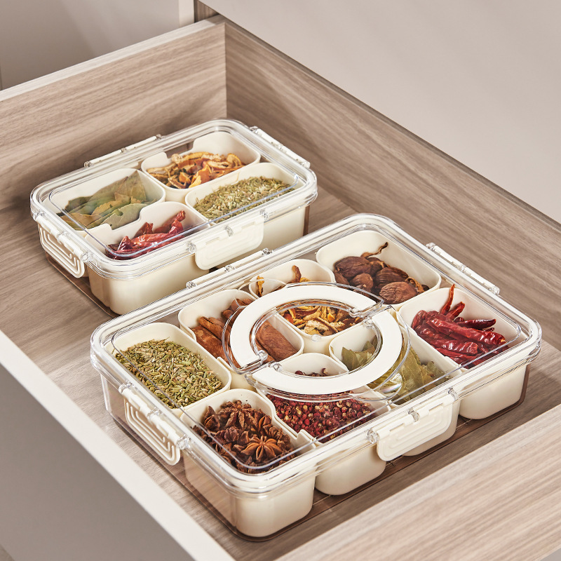 Caixa de armazenamento selada de snackle com divisor de plástico dividido servindo bandeja vegetariana com tampa