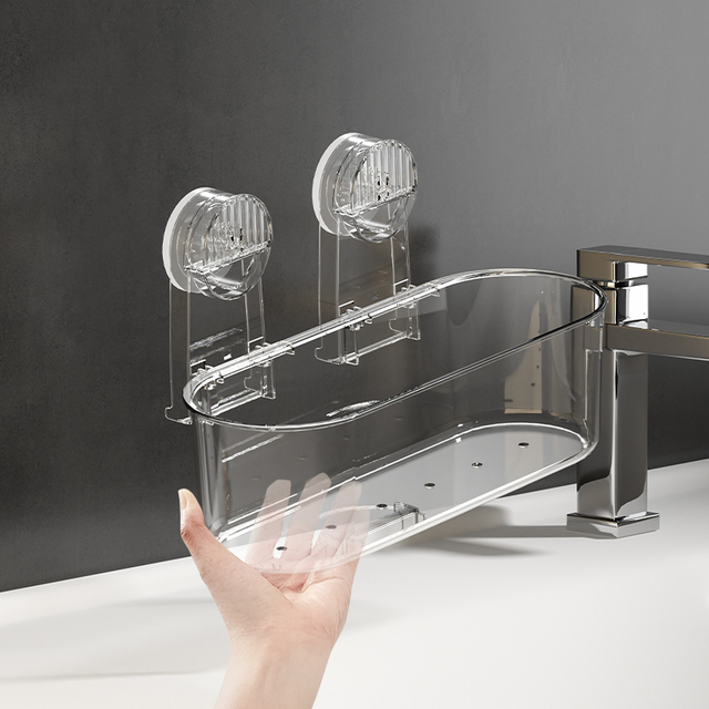 Suprimentos de banheiro para moldagem por injeção de ventosa forte acrílica, uso diverso, suspensão removível, secagem, rack de chuveiro de drenagem, rack de armazenamento