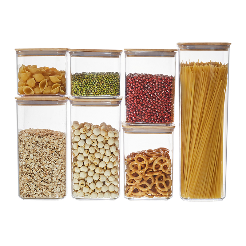 Vasilha hermética transparente com tampa de bambu