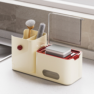 Acessórios de cozinha Esponja organizadora 4 em 1 dispensador de saboneteira de espuma