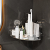 Canto de sucção a vácuo chuveiro caddy atacado acrílico banheiro canto armazenamento ventosa chuveiro organizador prateleira prateleiras parede